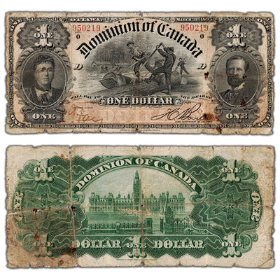 $1 1898 Dominion of Canada Note Boville Series O DC-13c - Holes/Rust