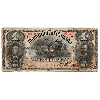 $1 1898 Dominion of Canada Note Boville Series O DC-13c - Holes/Rust