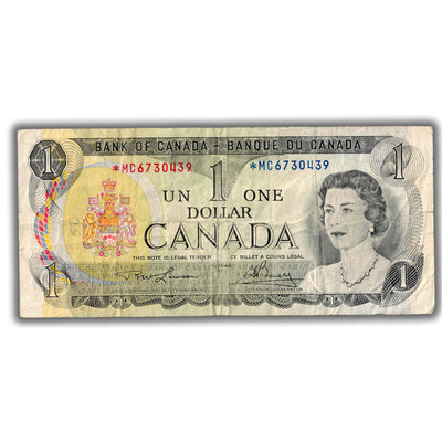 SOLD $1 1973 Bank of Canada Note Lawson-Bouey *MC Replacement Prefix BC-46aA