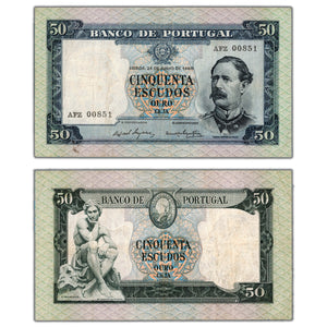 SOLD Portugal 1960 50 Fifty Escudos Note P #164 - VF