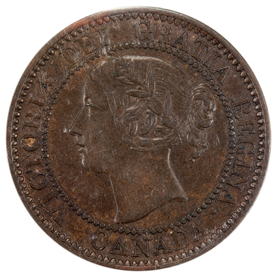 Canada 1859 Double Punched N9 #1 One Large Cent Coin - ICCS EF-45