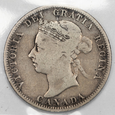 SOLD Canada 1891 25 Cents Quarter Silver Coin - ICCS VG-8