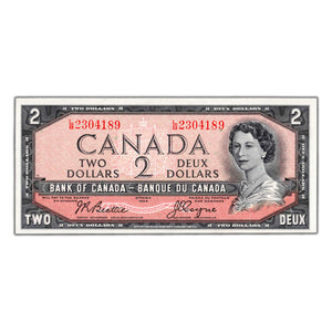 SOLD $2 1954 Bank of Canada Note Beattie-Coyne L/B Prefix BC-38a - Ch UNC