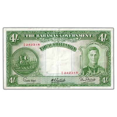 Bahamas 1936 (1947) 4 Four Shillings Note P #9e - Choice VF/EF