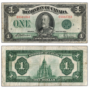 $1 1923 Dominion of Canada Note Green Seal Series C DC-25j - Fine