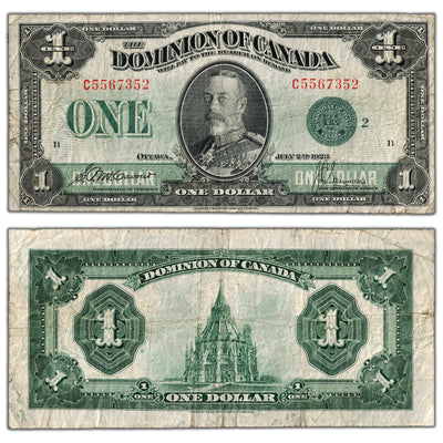 $1 1923 Dominion of Canada Note Green Seal Series C DC-25j - Fine