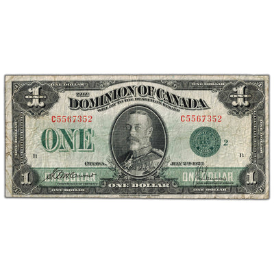 $1 1923 Dominion of Canada Note Green Seal Series C DC-25j - Fine
