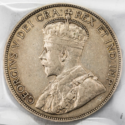 SOLD Canada 1913 50 Cents Half Dollar Silver Coin - ICCS VF-20