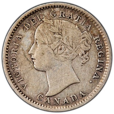 Canada 1899 Large 99 10 Cents Dime Silver Coin - Fine