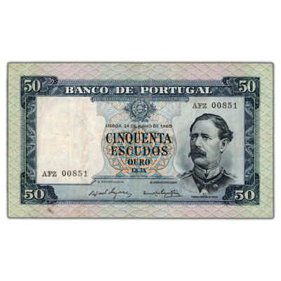 Portugal 1960 50 Fifty Escudos Note P #164 - VF
