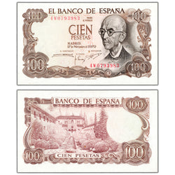 Spain 1970 100 Pesetas Note P #152 - Choice Uncirculated