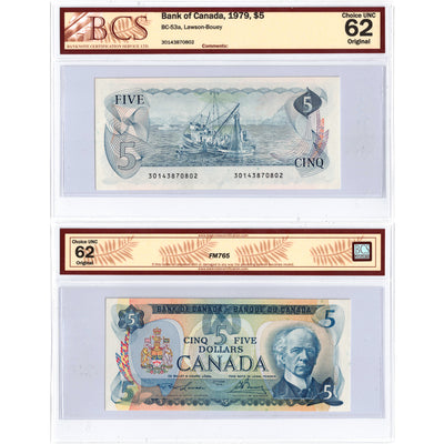 SOLD $5 1979 Bank of Canada Note Lawson-Bouey BC-53a - BCS Ch UNC-62