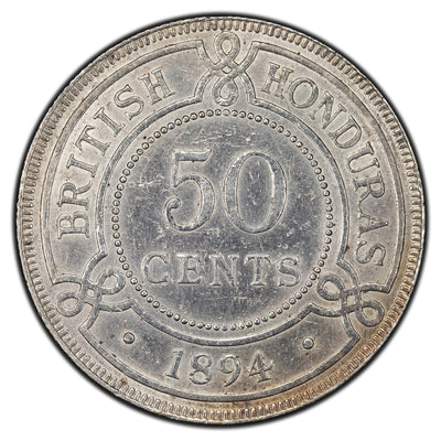 SOLD British Honduras 1894 50 Cents Silver Coin KM #10