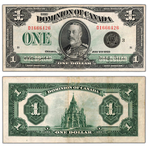 $1 1923 Dominion of Canada Note Black Seal Series D DC-25n - VF/EF