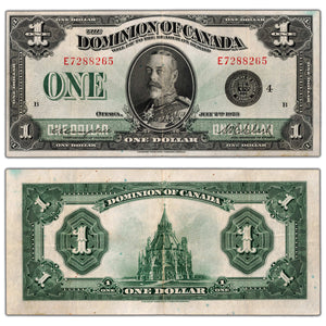 $1 1923 Dominion of Canada Note Black Seal Series E DC-25o - VF/EF