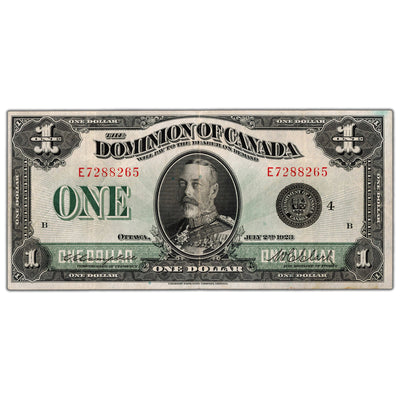 $1 1923 Dominion of Canada Note Black Seal Series E DC-25o - VF/EF