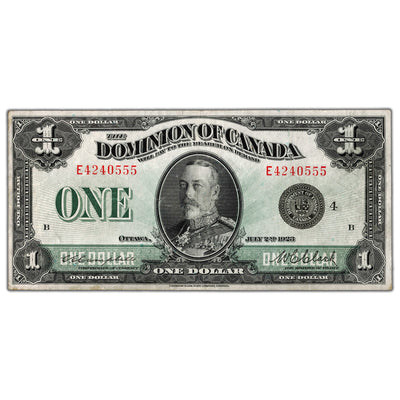 SOLD $1 1923 Dominion of Canada Note Black Seal Series E DC-25o - VF/EF