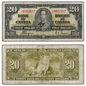 SOLD $20 1937 Bank of Canada Note Coyne-Towers J/E BC-25c - Minor Writing
