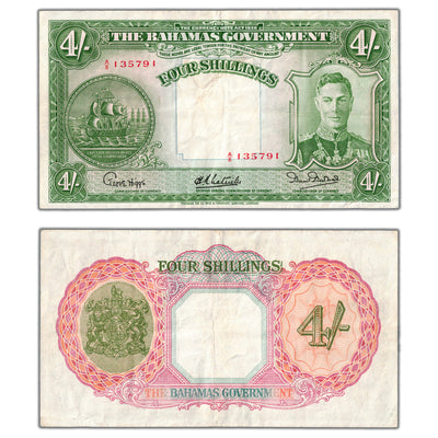 Bahamas 1936 (1947) 4 Four Shillings Note P #9e - VF+