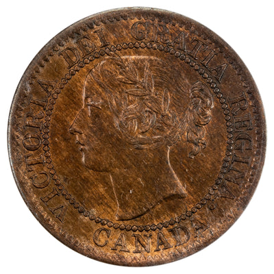 Canada 1859 N9 5/5 One Large Cent Coin - ICCS MS-62 Trace Red