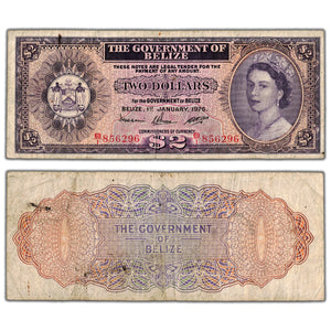 SOLD Belize 1976 $2 Two Dollars Note P #34c - Circulated