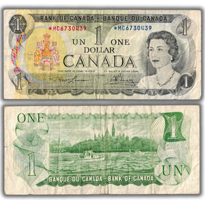 SOLD $1 1973 Bank of Canada Note Lawson-Bouey *MC Replacement Prefix BC-46aA