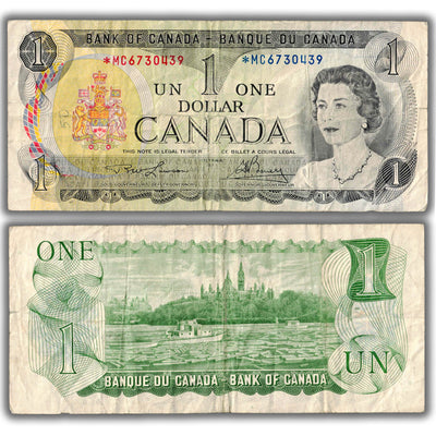 SOLD $1 1973 Bank of Canada Note Lawson-Bouey *MC Replacement Prefix BC-46aA