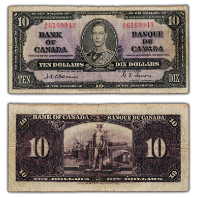 SOLD $10 1937 Bank of Canada Note Osborne Signature BC-24a - VG/F