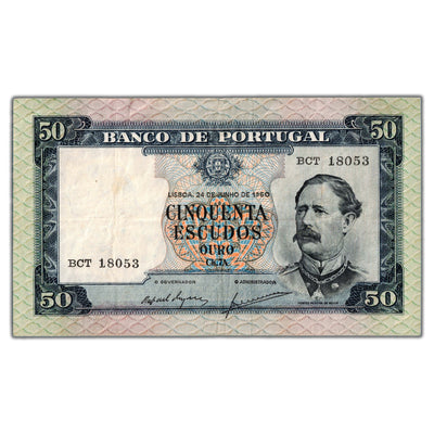 Portugal 1960 50 Fifty Escudos Note P #164 - VF+
