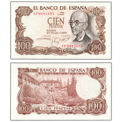 Spain 1970 100 Pesetas Note P #152 - Choice Uncirculated