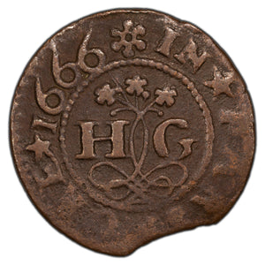 SOLD Great Britain Worcestershire 1666 Henry Gibbs 1/2 Half Penny Token - Clipped