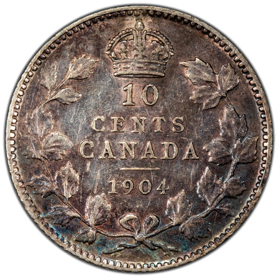 Canada 1904 10 Cents Dime Silver Coin - Fine +