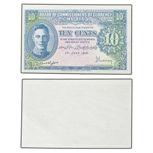 SOLD Malaya 1941 10 Ten Cents Note P #8 - AU/UNC