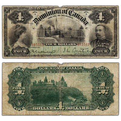 $4 1900 Dominion of Canada Note Courtney DC-16 - Fine (missing small piece)