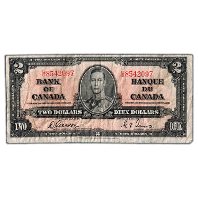 $2 1937 Bank of Canada Note Gordon-Towers U/B Prefix BC-22b - Circulated
