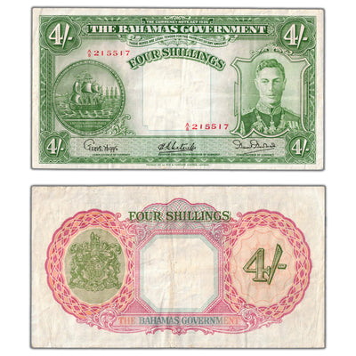 Bahamas 1936 (1947) 4 Four Shillings Note P #9e - VF+