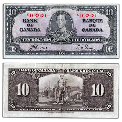$10 1937 Bank of Canada Note Coyne-Towers E/T Prefix BC-24c - VF