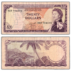 SOLD East Caribbean States 1965 $20 Twenty Dollars Note P #15g - Circulated
