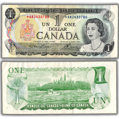 SOLD $1 1973 Bank of Canada Note Lawson-Bouey *AN Replacement Prefix BC-46aA