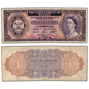 SOLD Belize 1976 $2 Two Dollars Note P #34c - Circulated