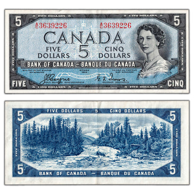 SOLD $5 1954 Bank of Canada Note Devil Face A/C Prefix BC-31a - About EF