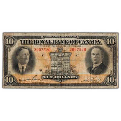 SOLD $10 1927 Royal Bank of Canada Chartered Note CH #630-14-08