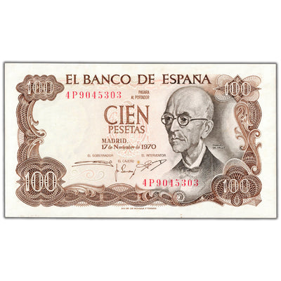 Spain 1970 100 Pesetas Note P #152 - Choice Uncirculated