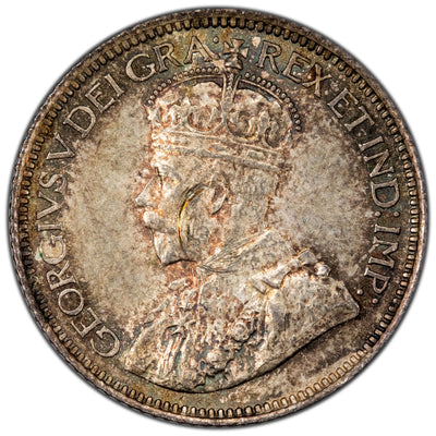 Canada 1914 10 Cents Dime Silver Coin - Uncirculated (obverse roll machine dmg.)