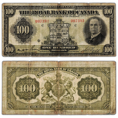 $100 1927 Royal Bank of Canada Chartered Note #630-14-20 - F/VF