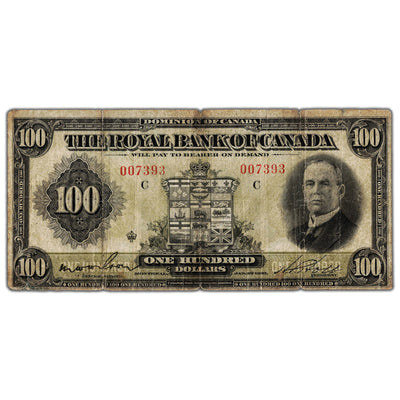 $100 1927 Royal Bank of Canada Chartered Note #630-14-20 - F/VF