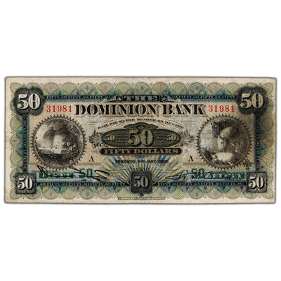 $50 1925 The Dominion Bank Canada Chartered Note #220-22-08 - F/VF