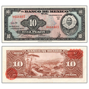 SOLD Mexico 1951 10 Ten Pesos Note P #53 - Uncirculated