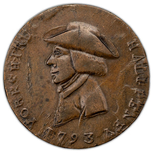 SOLD Great Britain 1793 Sheffield / Yorkshire 1/2d Halfpenny Token D&H #56