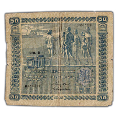 Finland 1939 50 Markkaa Note P #72a Signature #4